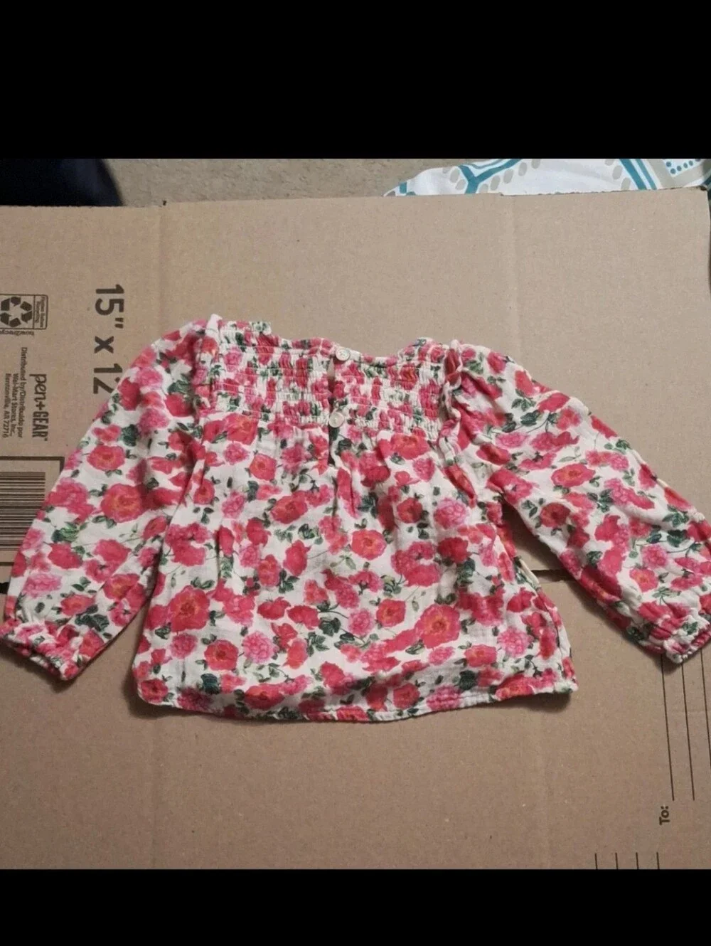 Old Navy Pink, Red and Green Floral Baby Two-Piece Set 12m-18m